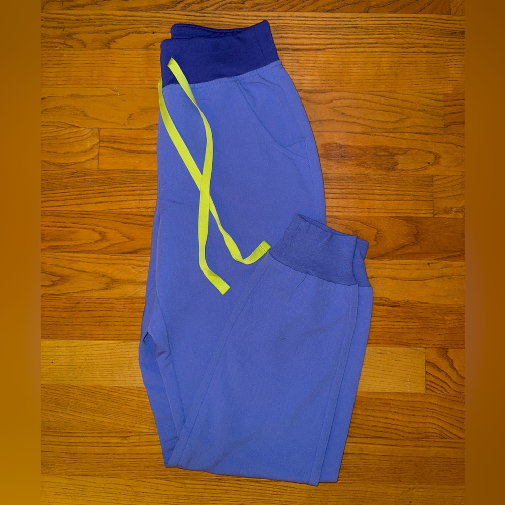 Blue Joggers with Yellow Drawstring